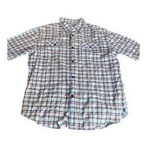 Hurley Plaid Brown Casual Button Down Shirt Size Large EUC #0128